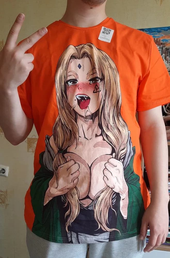 Фото-отзыв покупателя — Мужская базовая футболка с принтом «Ahegao — Ahegao Цунаде», Lacotton