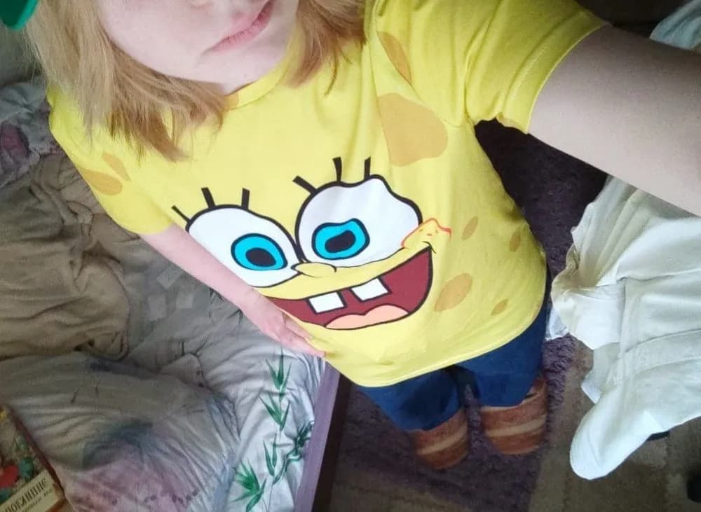 Фото-отзыв покупателя — Мужская базовая футболка с принтом «Губка Боб — SpongeBob», Lacotton