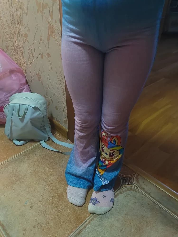 Фото-отзыв покупателя — Леггинсы-клеш для девочки хлопковые с принтом «Labubu Jeans», Lacotton