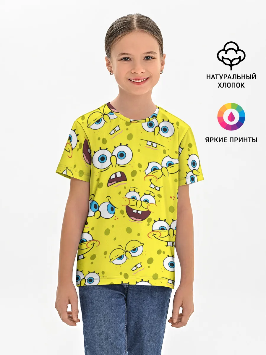 Детская базовая футболка / Губка Боб / SpongeBob pattern