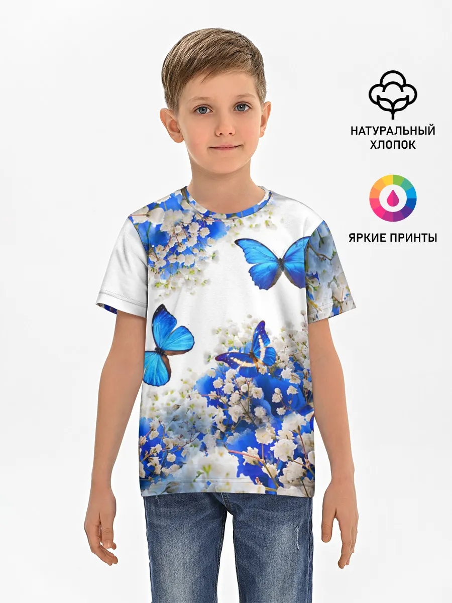 Детская базовая футболка / Butterfly | Blue White