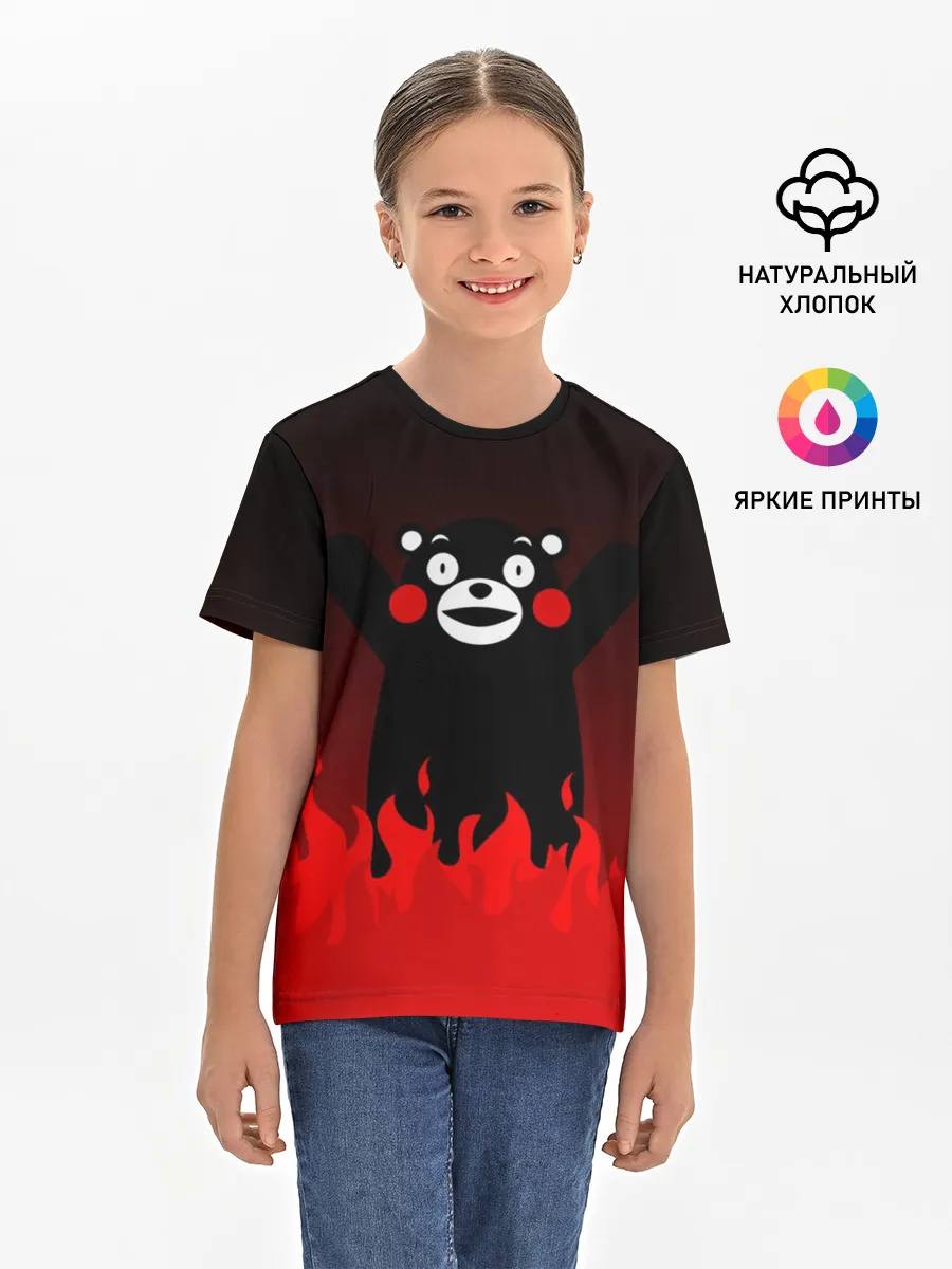 Детская базовая футболка / Kumamon горит