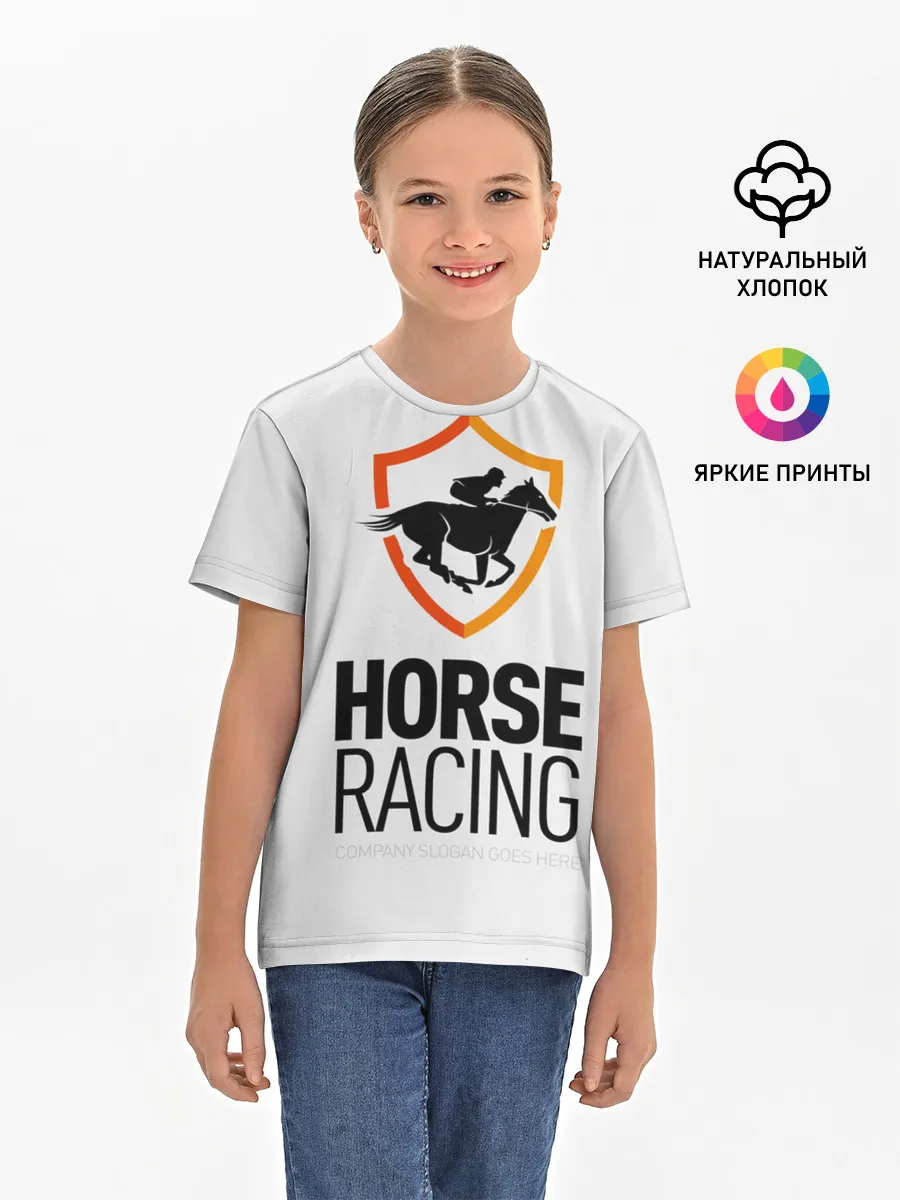 Детская базовая футболка / Horse racing