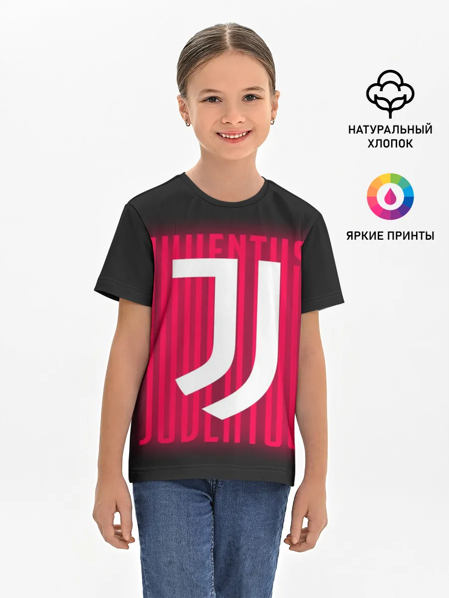 Детская базовая футболка / JUVENTUS / ЮВЕНТУС / НЕОН