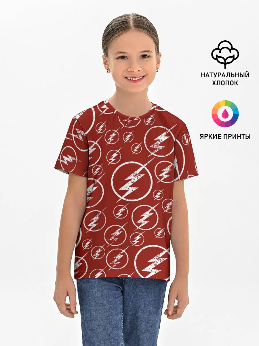 Детская базовая футболка / The Flash Logo Pattern