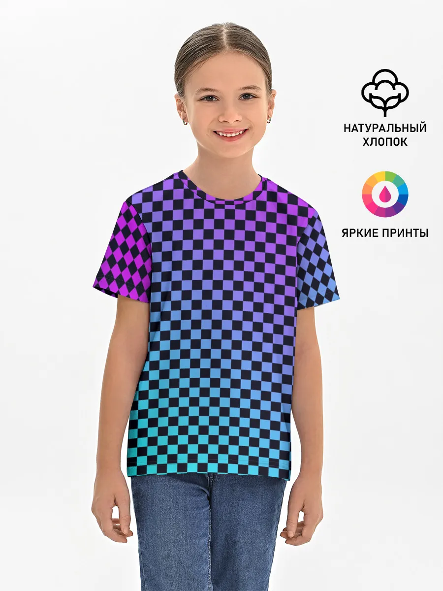 Детская базовая футболка / Checkerboard gradient