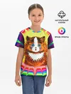 Детская базовая футболка / Psychedelic Rainbow Cat