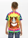 Детская базовая футболка / Psychedelic Rainbow Cat