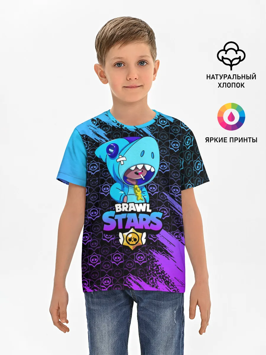 Детская базовая футболка / BRAWL STARS LEON SHARK