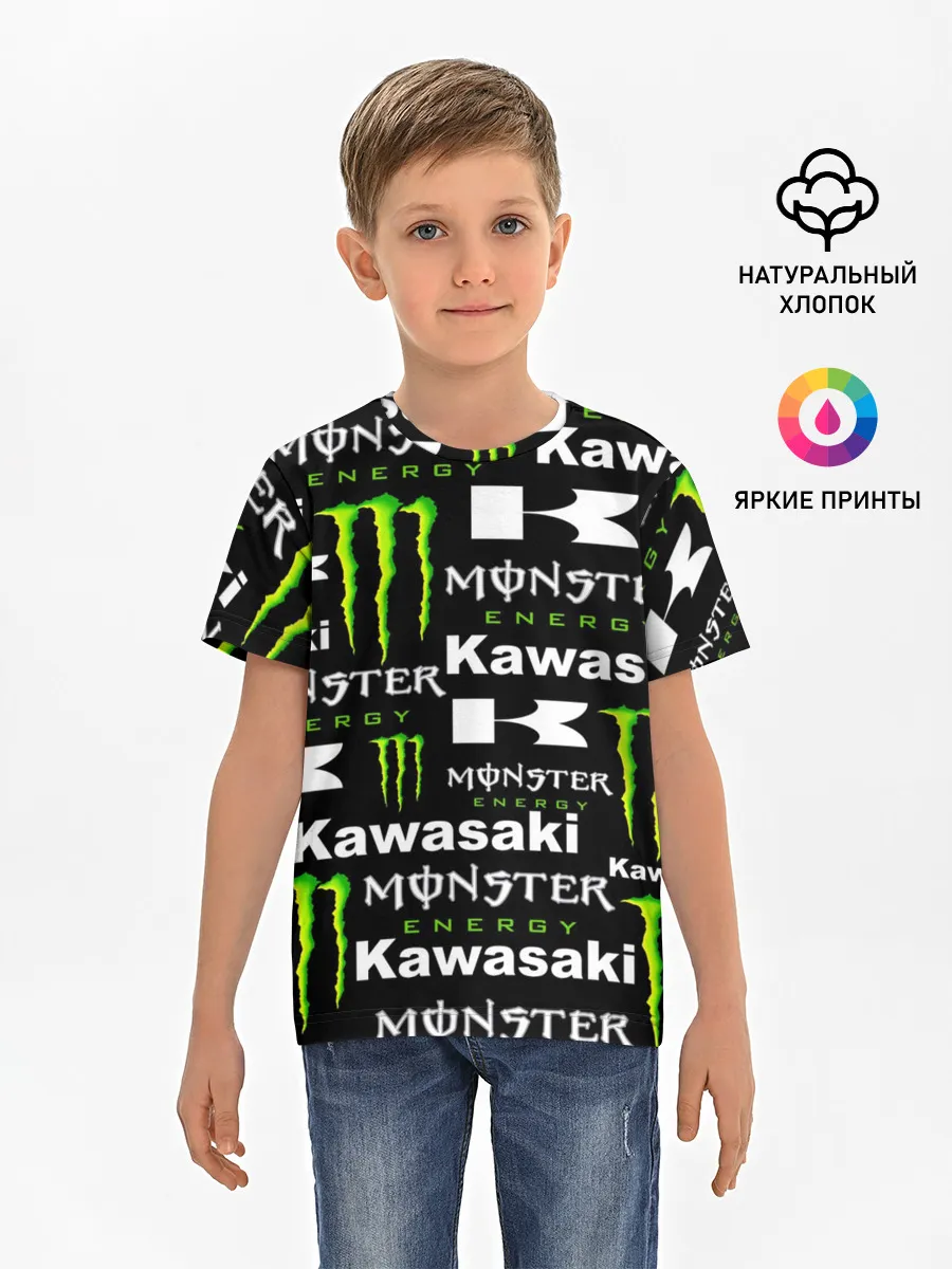 Детская базовая футболка / KAWASAKI X MONSTER ENERGY