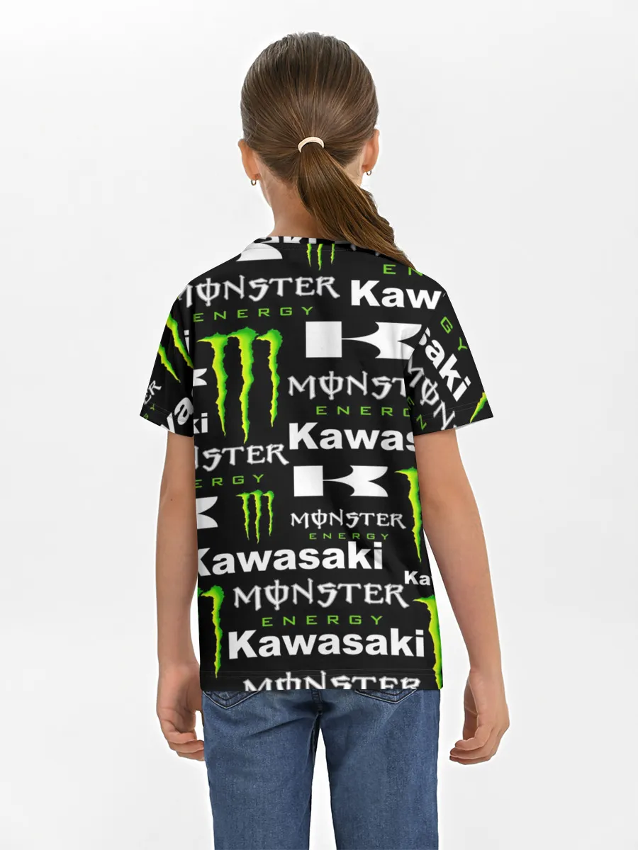 Детская базовая футболка / KAWASAKI X MONSTER ENERGY