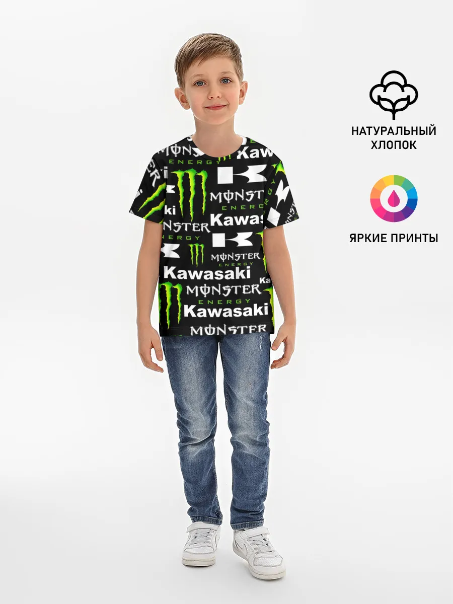 Детская базовая футболка / KAWASAKI X MONSTER ENERGY