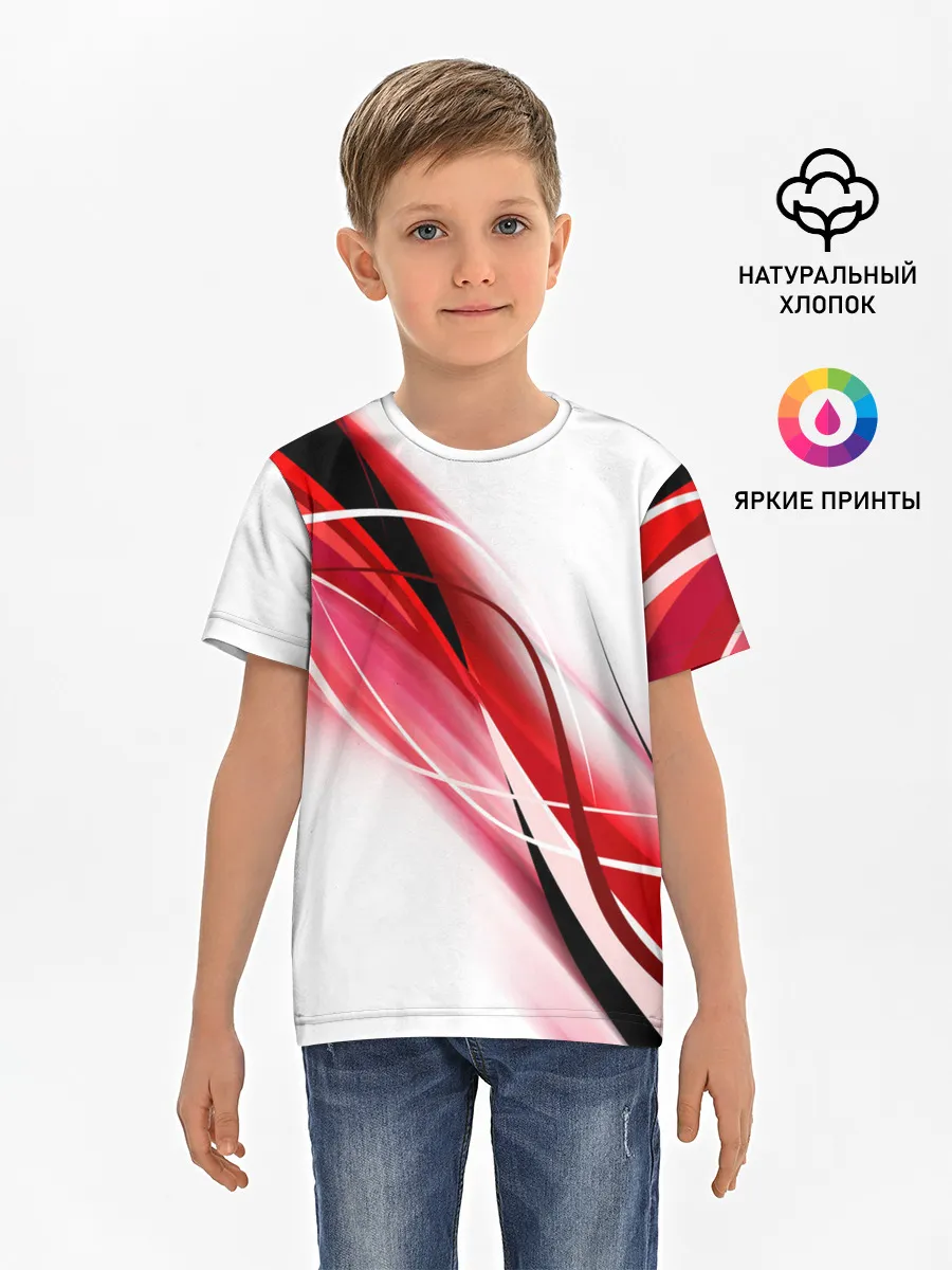 Детская базовая футболка / GEOMETRY STRIPES RED