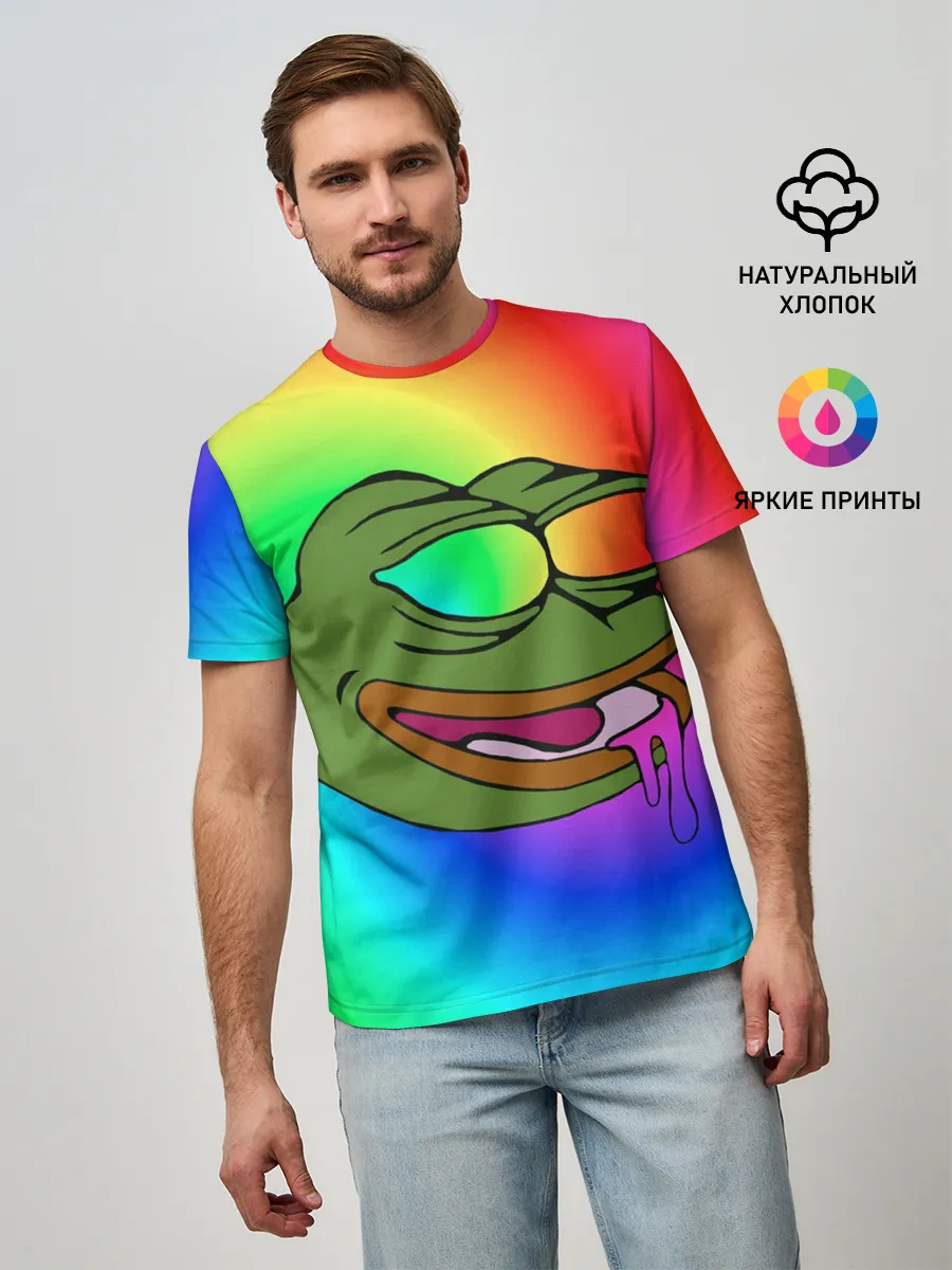 Мужская базовая футболка / Pepe rainbow