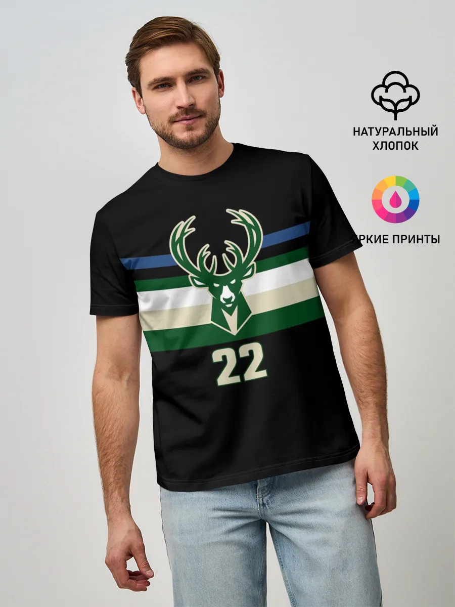 Мужская базовая футболка / Milwaukee Bucks форма. Крис Миддлтон