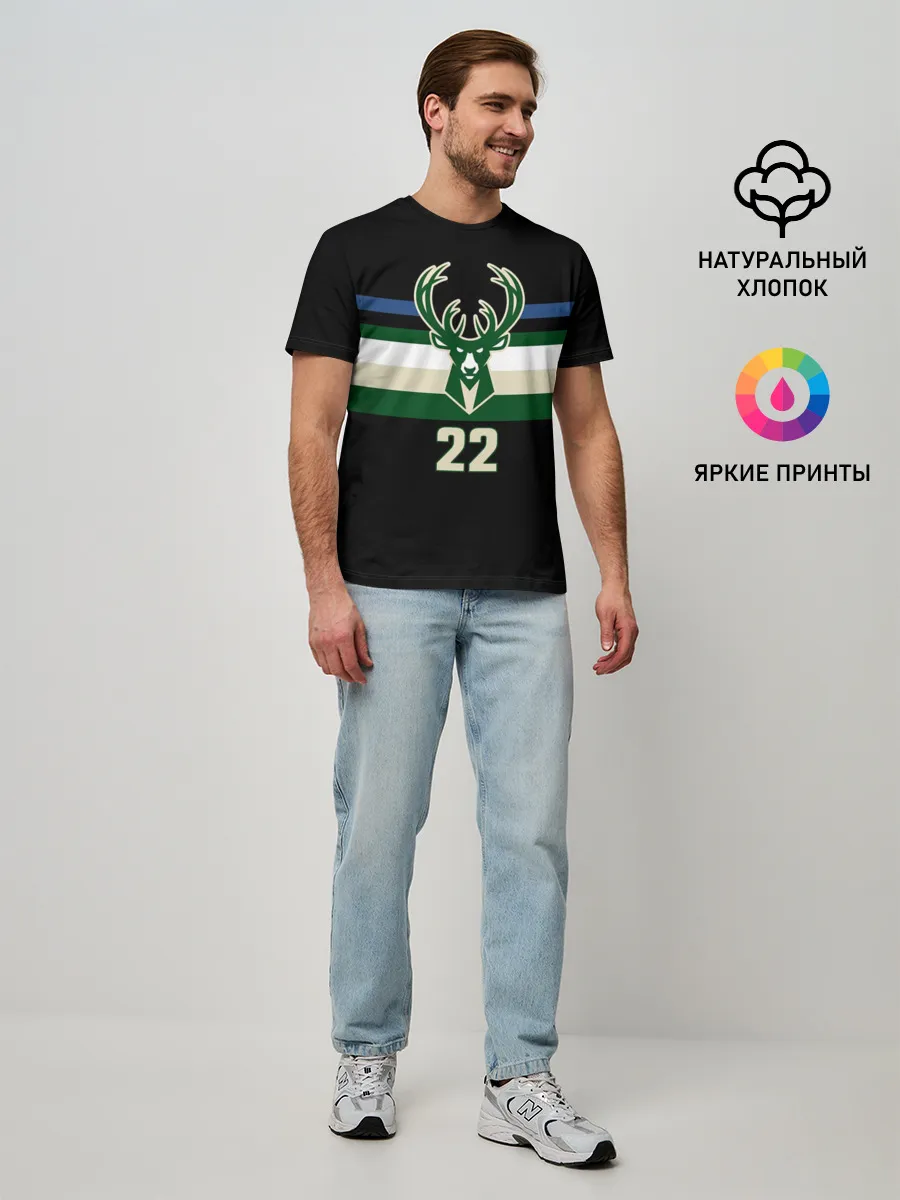 Мужская базовая футболка / Milwaukee Bucks форма. Крис Миддлтон