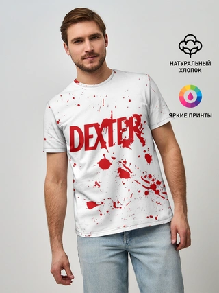 Мужская базовая футболка / Dexter logo Декстер брызги крови