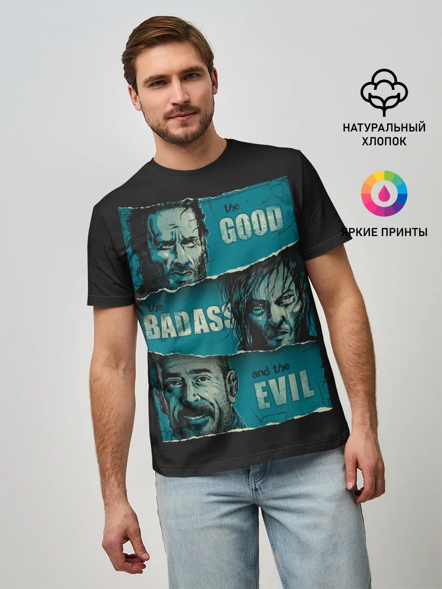 Мужская базовая футболка / Good, Badass, Evil