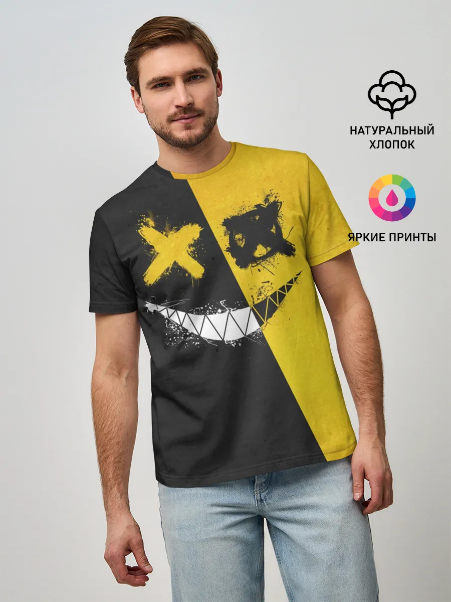 Мужская базовая футболка / Yellow and Black Emoji