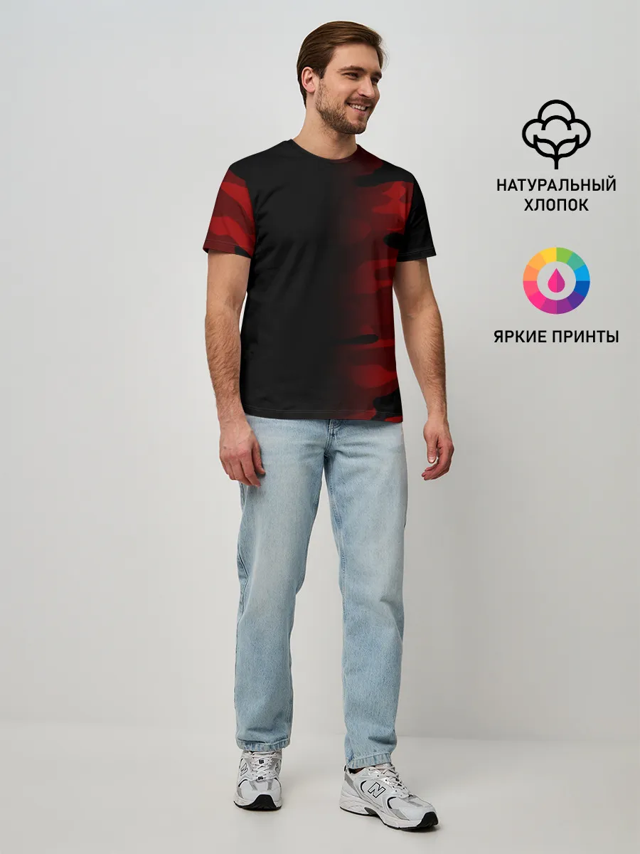 Мужская базовая футболка / RED BLACK MILITARY CAMO | КРАСНЫЙ КАМУФЛЯЖ