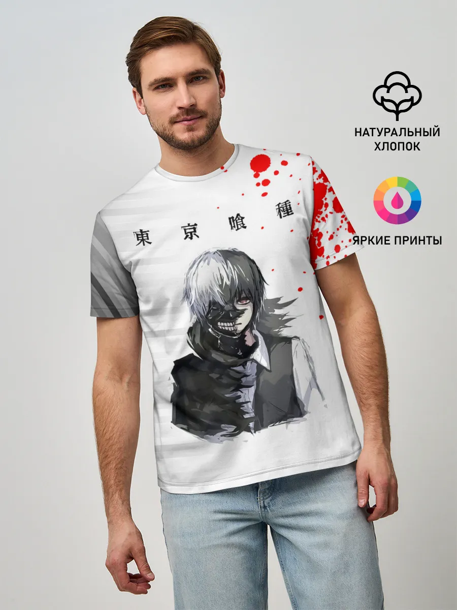 Мужская базовая футболка / Kaneki Ken красные капли