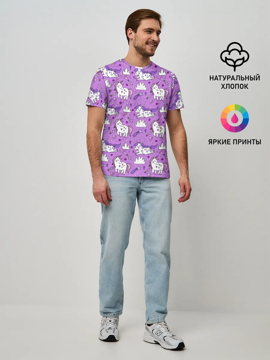 Мужская базовая футболка / Unicorn pattern