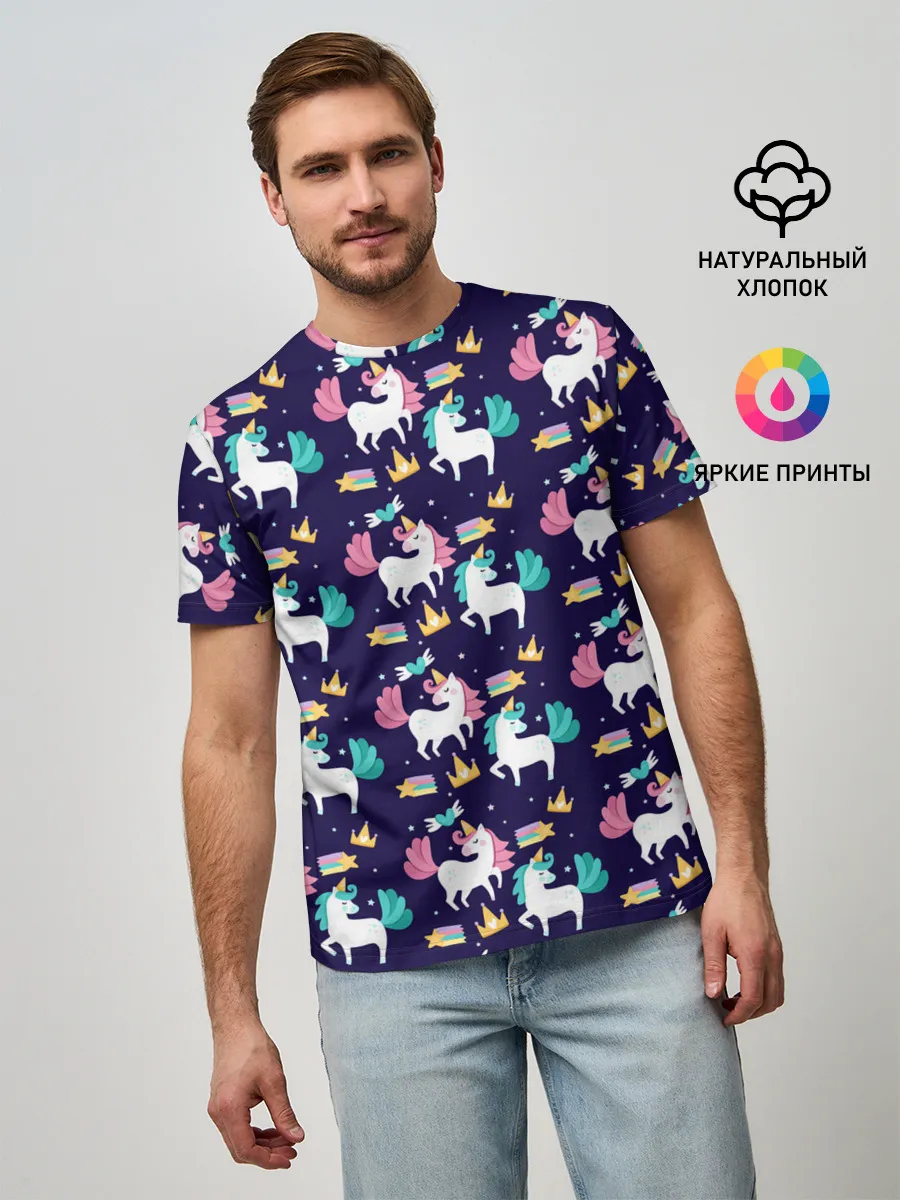 Мужская базовая футболка / Unicorn pattern