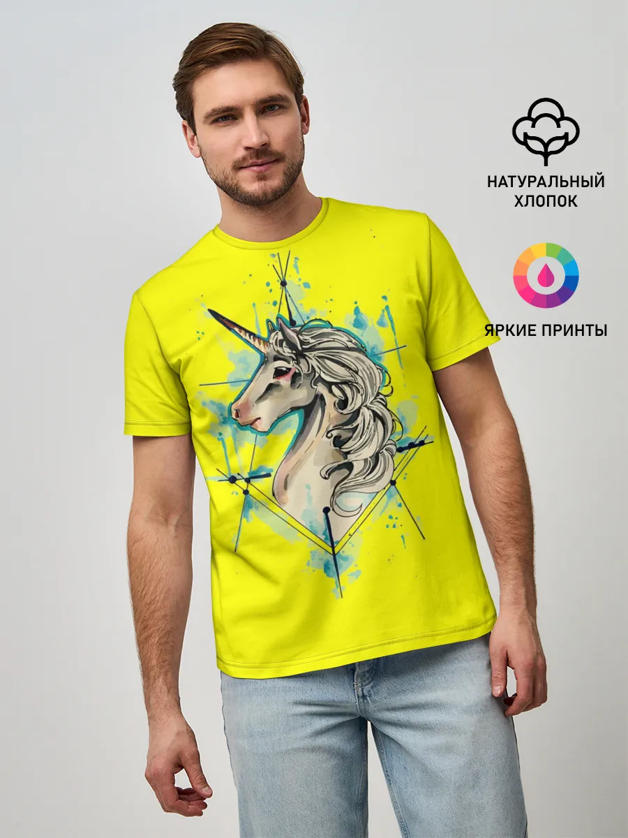 Мужская базовая футболка / Единорог Yellow Unicorn