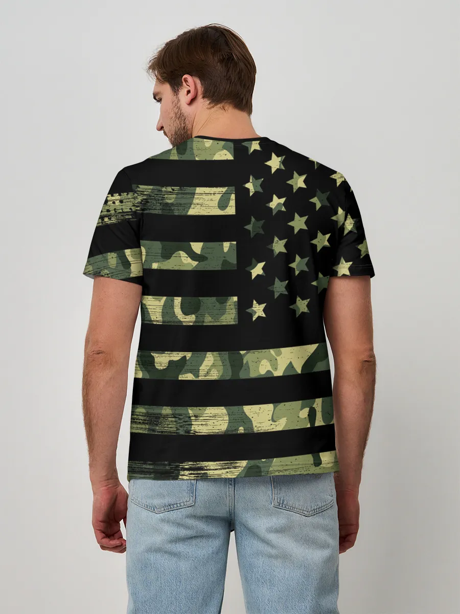 Мужская базовая футболка / American Flag Camo