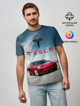 Мужская базовая футболка / Tesla Model 3