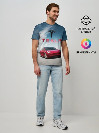 Мужская базовая футболка / Tesla Model 3