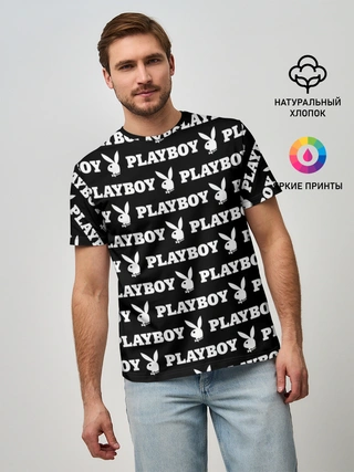 Мужская базовая футболка / PLAYBOY PATTERN | ПЛЕЙБОЙ ПАТТЕРН (Z)