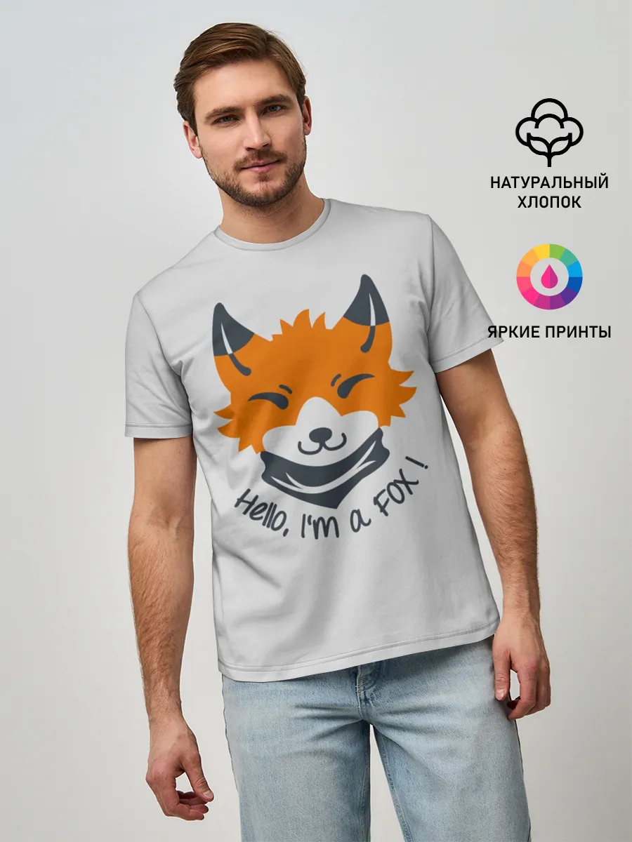 Мужская базовая футболка / Hello Fox