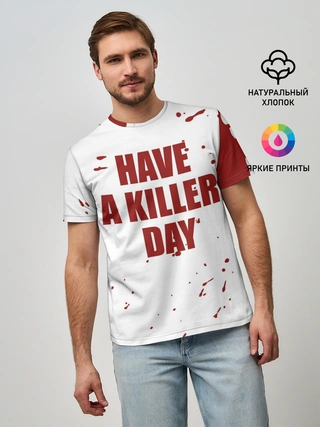 Мужская базовая футболка / blood have a killer day Dexter