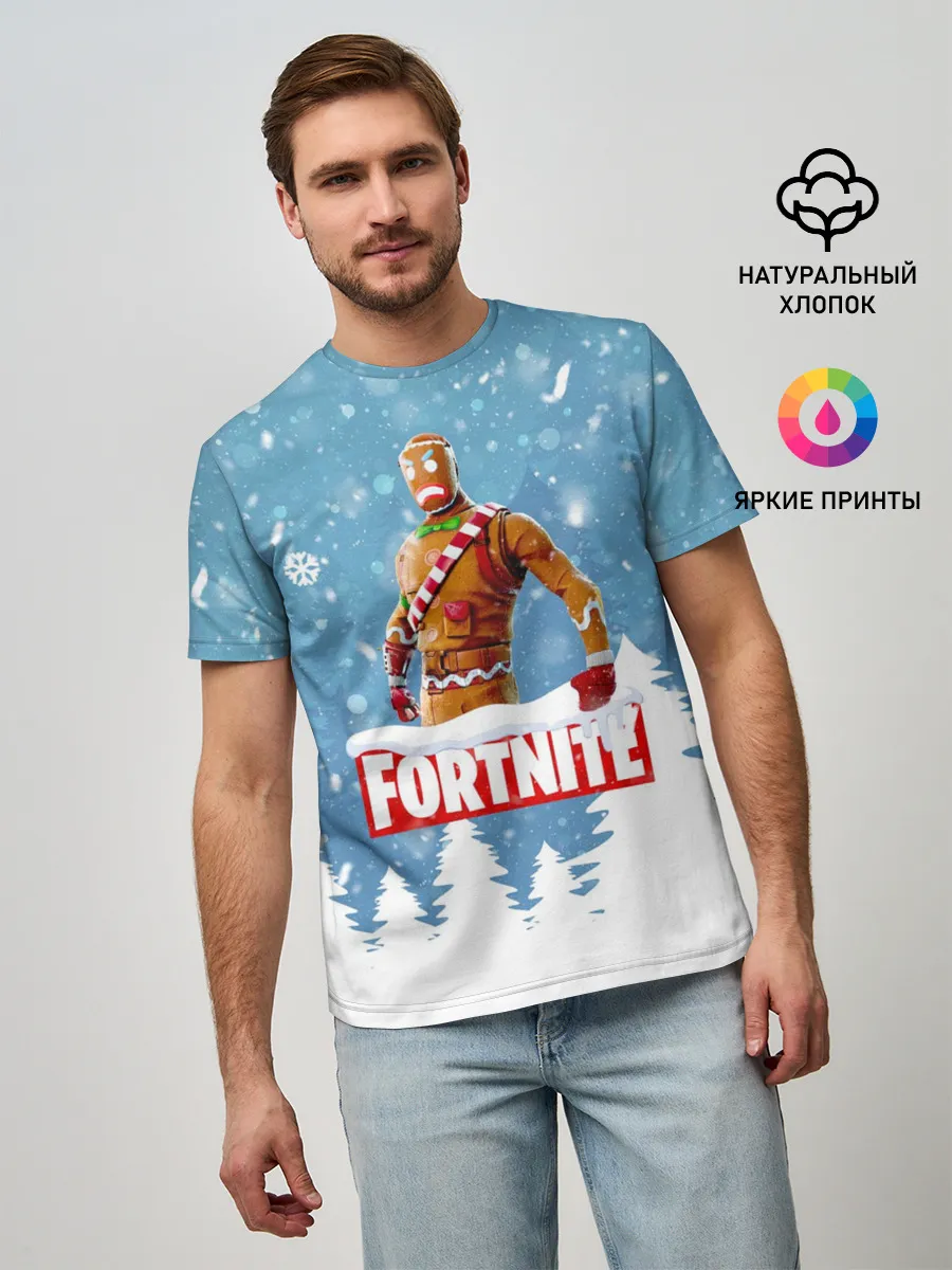 Мужская базовая футболка / Новогодний Fortnite