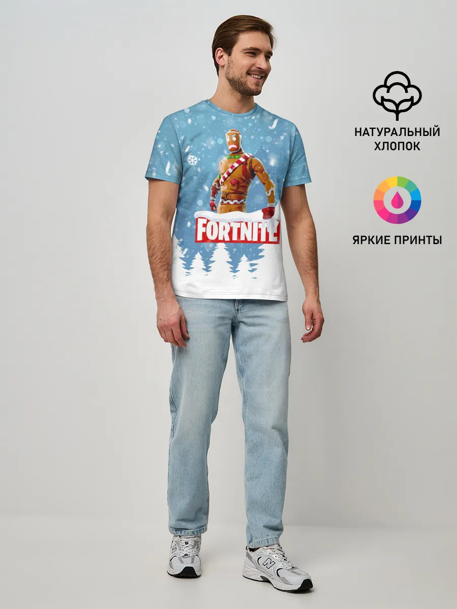 Мужская базовая футболка / Новогодний Fortnite