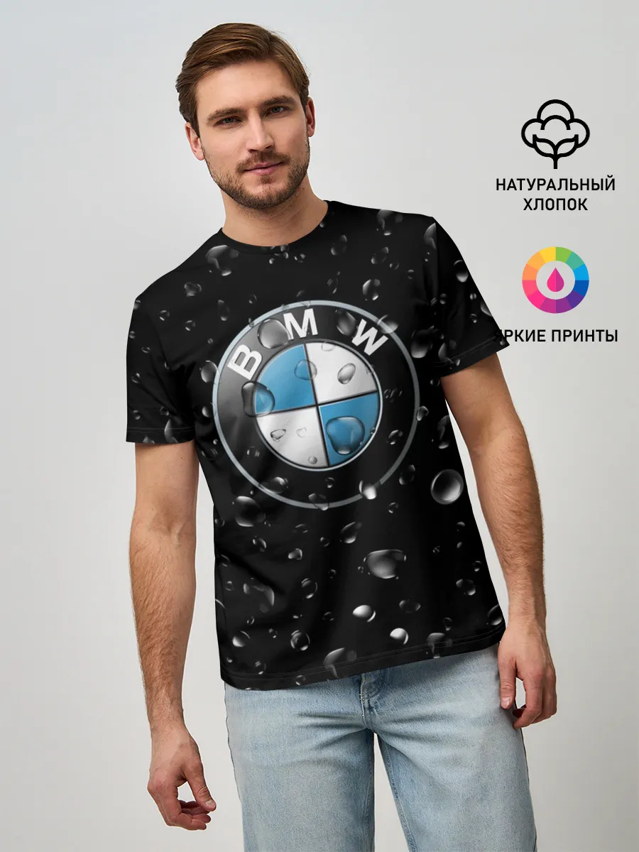 Мужская базовая футболка / BMW под Дождём