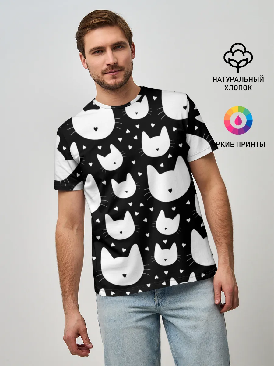 Мужская базовая футболка / Love Cats Pattern