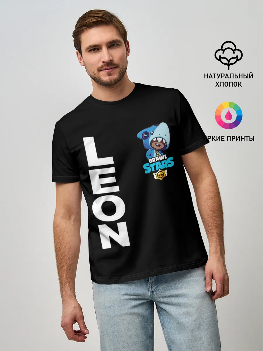 Мужская базовая футболка / Brawl Stars LEON SHARK