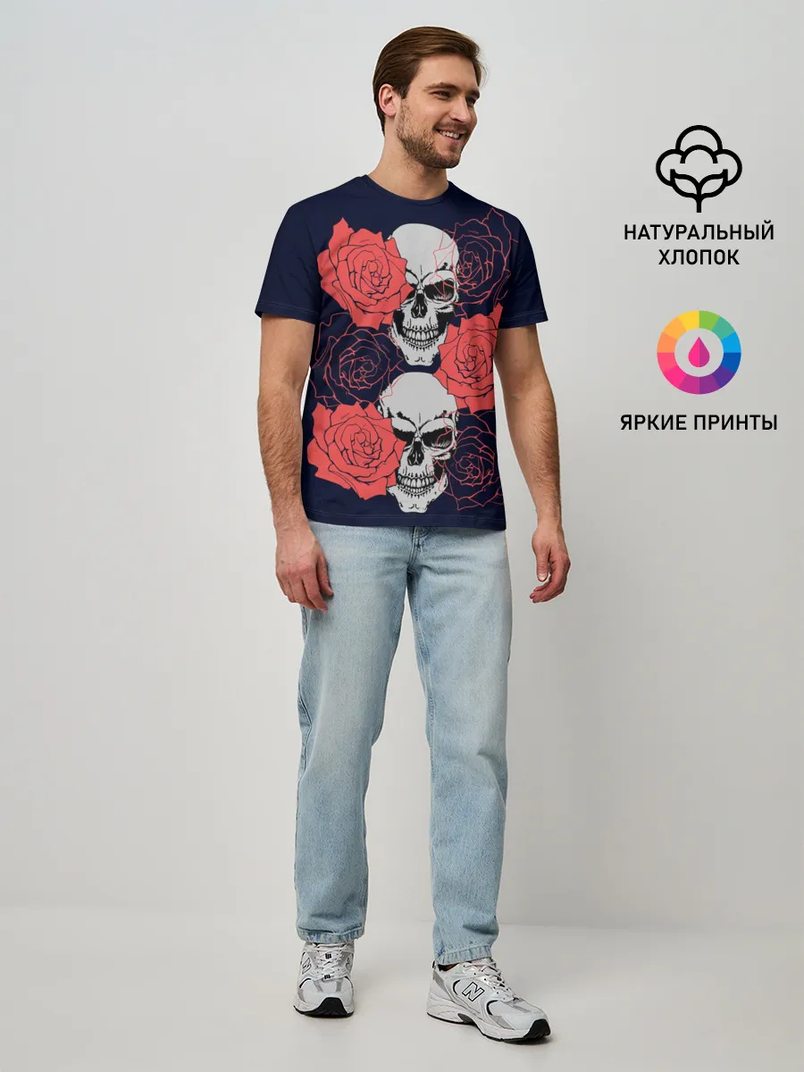 Мужская базовая футболка / Rose Skull