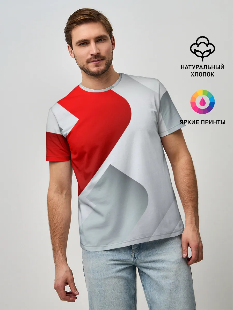 Мужская базовая футболка / 3D SPORT STYLE RED / WHITE