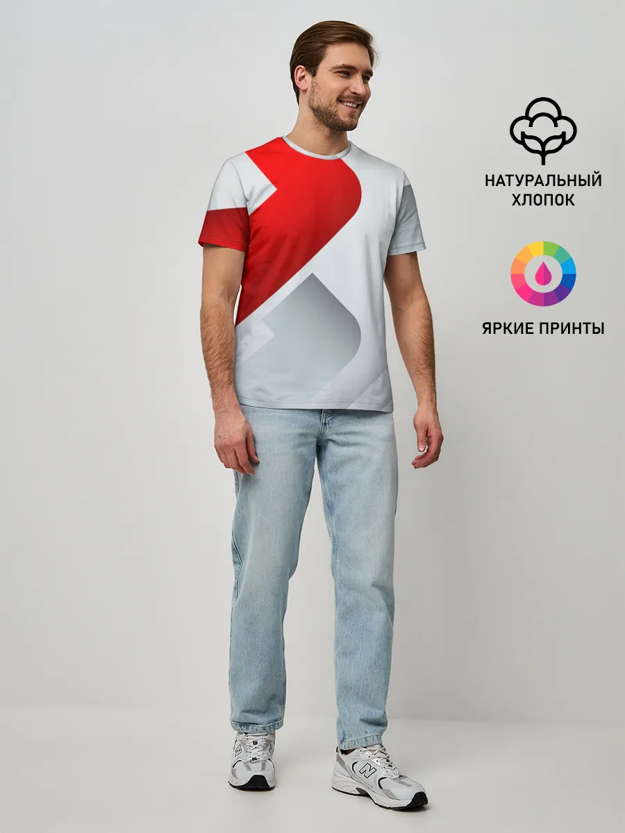 Мужская базовая футболка / 3D SPORT STYLE RED / WHITE