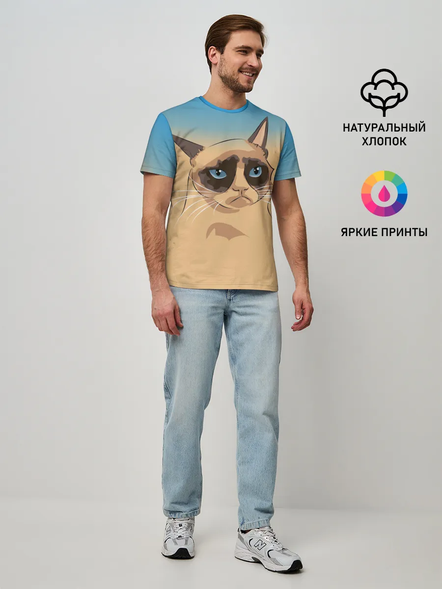 Мужская базовая футболка / Grumpy cat ART