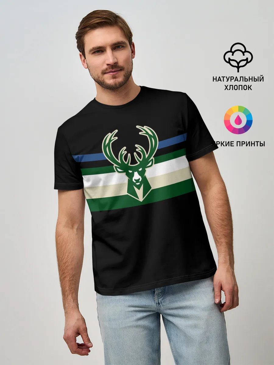 Мужская базовая футболка / Milwaukee Bucks форма. Statement Edition