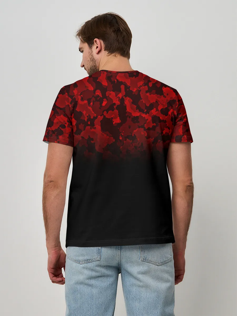 Мужская базовая футболка / BLACK RED CAMO | RED MILLITARY