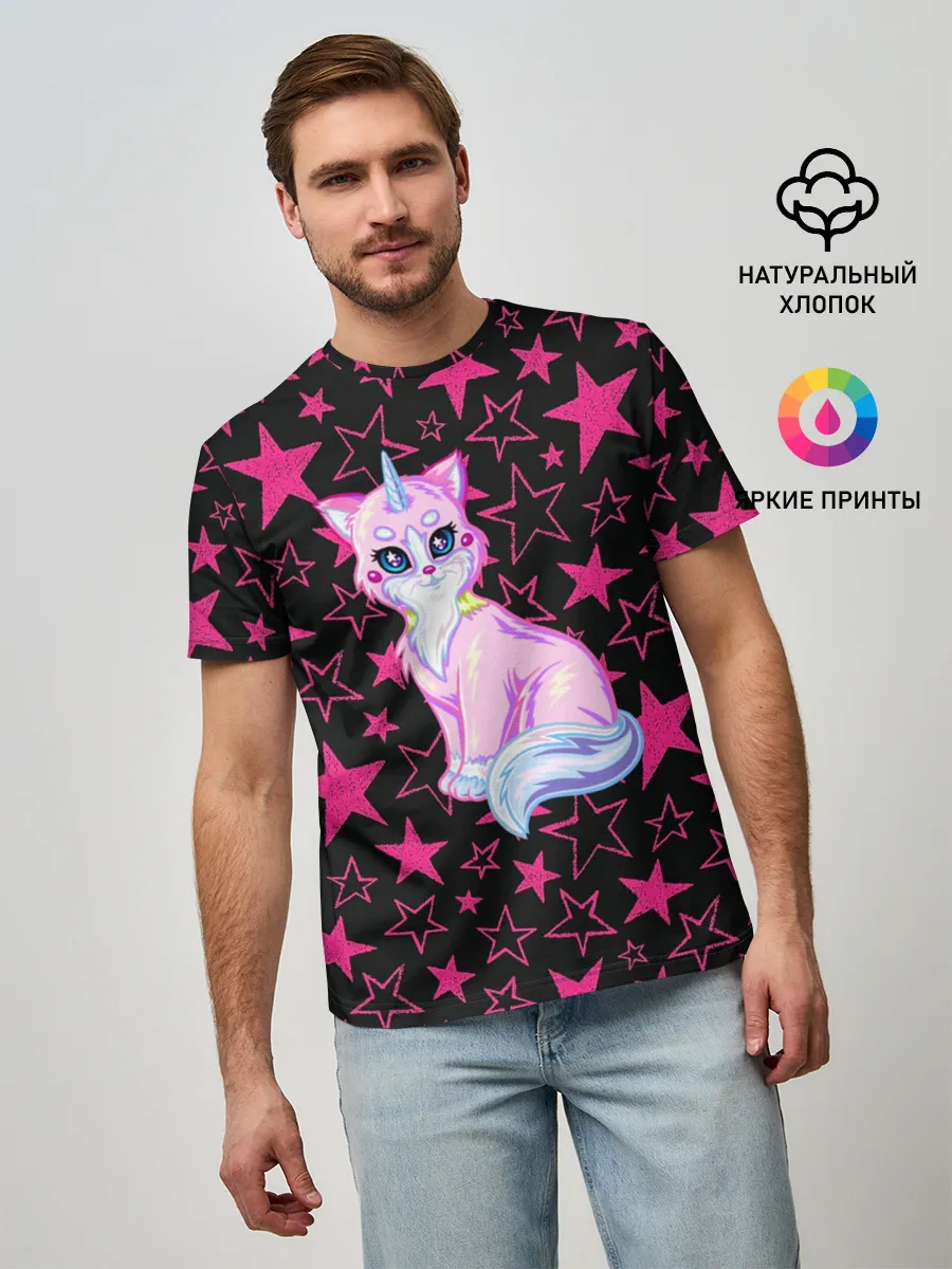 Мужская базовая футболка / Cat Unicorn | Кот Единорог