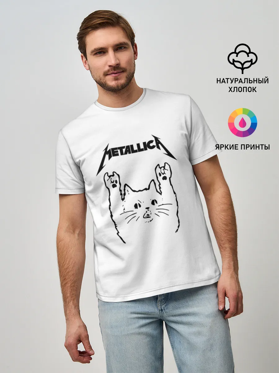 Мужская базовая футболка / Metallica / Meowtallica.