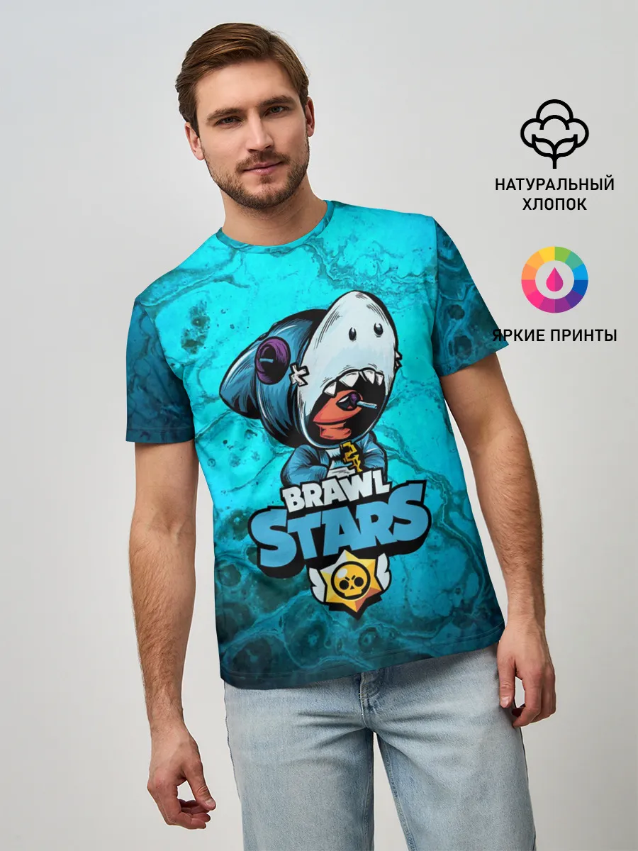 Мужская базовая футболка / BRAWL STARS LEON SHARK