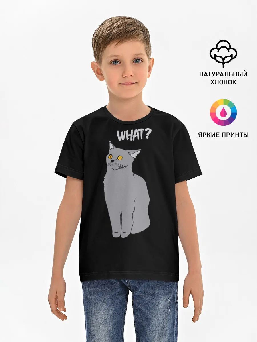 Детская базовая футболка / What cat