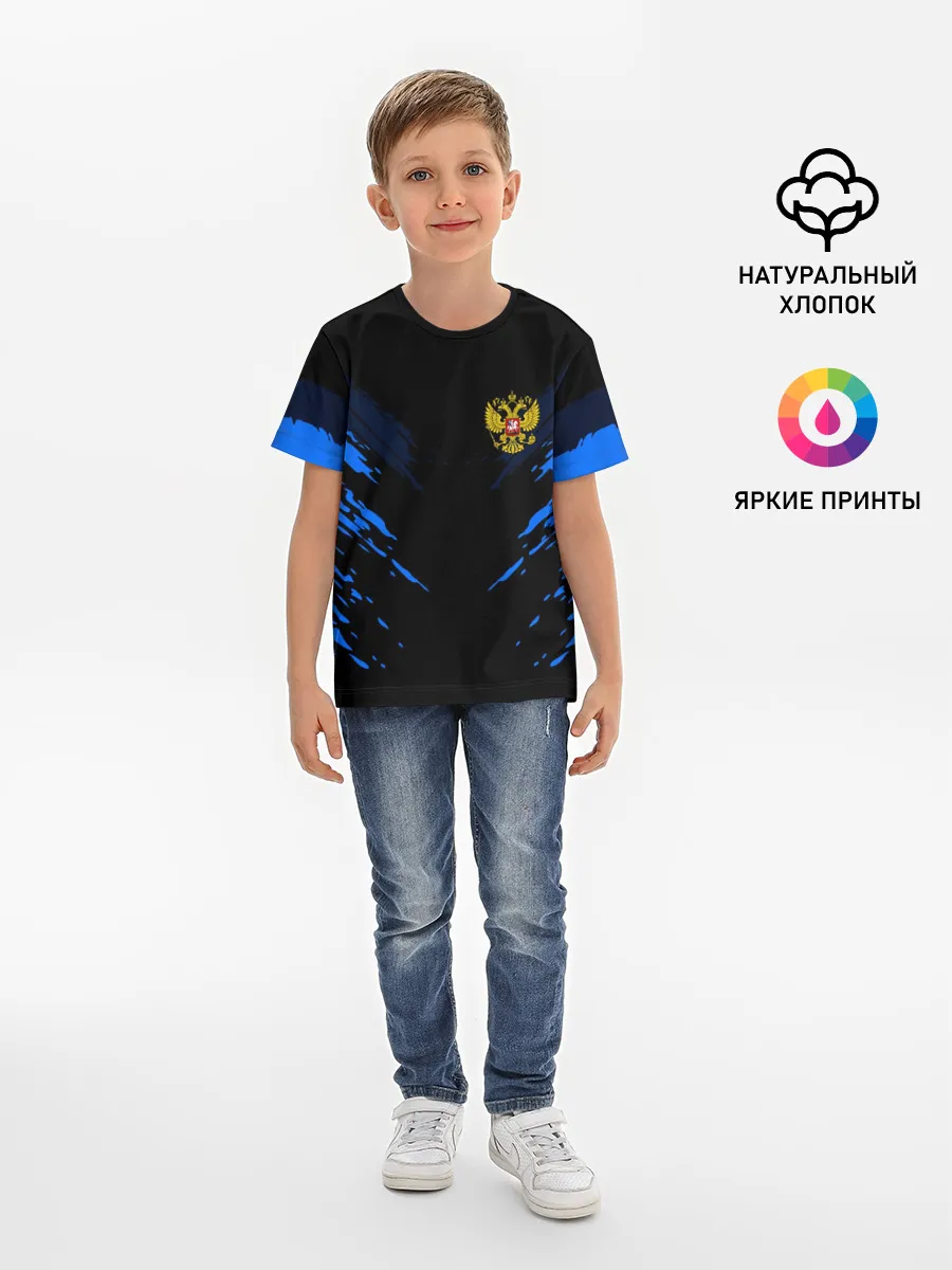 Детская базовая футболка / Russia-sport collection BLUE